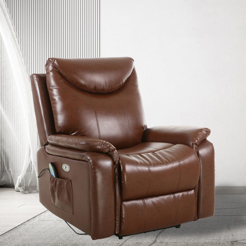 7210 Leren elektrische relaxfauteuil Massagebank met 2 zijzakken